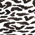 Pattern. Watercolor illustration. Tiger black white seamless background. Watercolor hand drawn animal fur skin texture Royalty Free Stock Photo