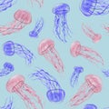 Pattern watercolor jellyfish