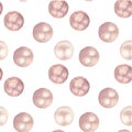 Pattern. Watercolor large pearls on a white background