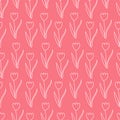 pattern white contour flowers tulips on a pink Royalty Free Stock Photo