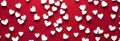 Background of white hearts with swirls in red colors. Banner. Generative AI Royalty Free Stock Photo