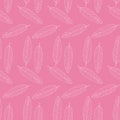 Pattern with leaves on a pink background, vector illustration for design and decoration