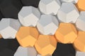 Pattern of white, orange and black hexagonal elements Royalty Free Stock Photo