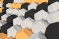Pattern of white, orange and black hexagonal elements Royalty Free Stock Photo