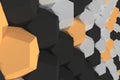 Pattern of white, orange and black hexagonal elements Royalty Free Stock Photo