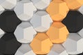 Pattern of white, orange and black hexagonal elements Royalty Free Stock Photo