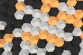 Pattern of white, orange and black hexagonal elements Royalty Free Stock Photo
