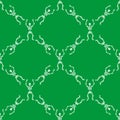 pattern with white skeletons on a green background