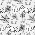 Pattern White spider. Funny Cute cartoon baby character Royalty Free Stock Photo