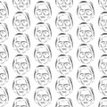 Pattern of women`s faces in glasses