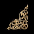 Pattern of wood carve flower on black Royalty Free Stock Photo