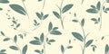 Botanical leaf pattern ornamental Decorative green leaves on branch seamless pattern minimalistic leaves New Vector illustration Royalty Free Stock Photo