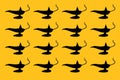 Pattern on yellow background, Aladdin lamps