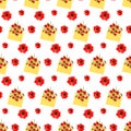 Pattern with a yellow envelope with a bouquet of red poppies.