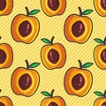 Apricot slice fruit seamless pattern vector illustration