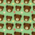 Cute bear head seamless pattern vector illustration background Royalty Free Stock Photo