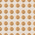 Chocolate chip cookie seamless pattern vector illustration background Royalty Free Stock Photo