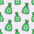 Green garbage bag seamless pattern vector illustration Royalty Free Stock Photo