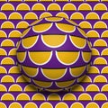 Patterned ball rolling along the same surface. Abstract vector optical illusion illustration. Motion background