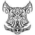 Patterned Boar head Black and white Tattoo Royalty Free Stock Photo