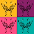 Patterned butterfly. Pop art style vector illustration.