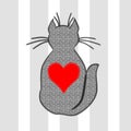 Patterned cat with a heart on its back Royalty Free Stock Photo