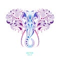 Patterned colored head of the elephant. African / indian / totem / tattoo design. It may be used for design of a t-shirt, bag, pos