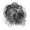 Patterned colored head of the lion. African, indian, totem, tattoo design. It may be used for design of a t-shirt, bag, postcard Royalty Free Stock Photo