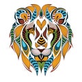 Patterned colored head of the lion.