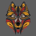 Patterned colored head of the owl. African / indian / totem / tattoo design. It may be used for design of a t-shirt, bag, postcard Royalty Free Stock Photo