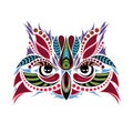 Patterned colored head of the owl. African / indian / totem / tattoo design Royalty Free Stock Photo