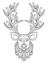 Patterned Deer Head with Big Antlers