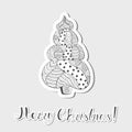 Patterned Grayscale Christmas Tree Made as Sticker Royalty Free Stock Photo