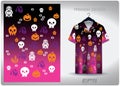 Vector hawaiian shirt background image.halloween ghost pumpkin skull pink pattern design, illustration, textile background for Royalty Free Stock Photo