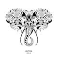 Patterned head of the elephant. African / indian / totem / tattoo design. It may be used for design of a t-shirt, bag, postcard an