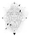 Patterned head of the lion with geometry Royalty Free Stock Photo