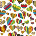 Patterned hearts seamless background