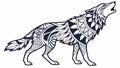 Patterned Howling Wolf Illustration Vector, vector design Generative AI Royalty Free Stock Photo