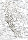 Patterned illustration of a mermaid
