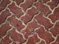 Patterned paving red bricks, cement brick floor Royalty Free Stock Photo