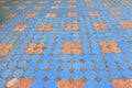 Patterned paving tiles, cement brick floor Royalty Free Stock Photo