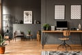 Grey home office interior Royalty Free Stock Photo