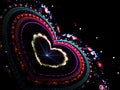 Patterned Shine Heart Fractal Art