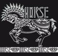 Patterned silhouette of a running horse, monochrome Royalty Free Stock Photo