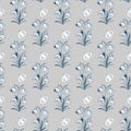 Patterned Snowdrop Floral Wallpaper With Blue White Blooms On Grey Background for Design Projects Royalty Free Stock Photo
