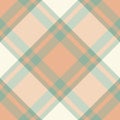 Patterned tartan fabric plaid, pastel texture pattern background. Cutout seamless vector check textile in orange and pastel colors Royalty Free Stock Photo