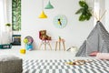 Patterned tent in kid`s room Royalty Free Stock Photo