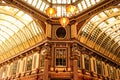 The patterned, traditional, architectural ceiling of & x27;Leadenhall market& x27;, central London, UK. Royalty Free Stock Photo