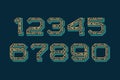 Patterned vector numbers in mexican retro style