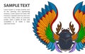 Patterned vector scarab beetle on white background with place for text Royalty Free Stock Photo